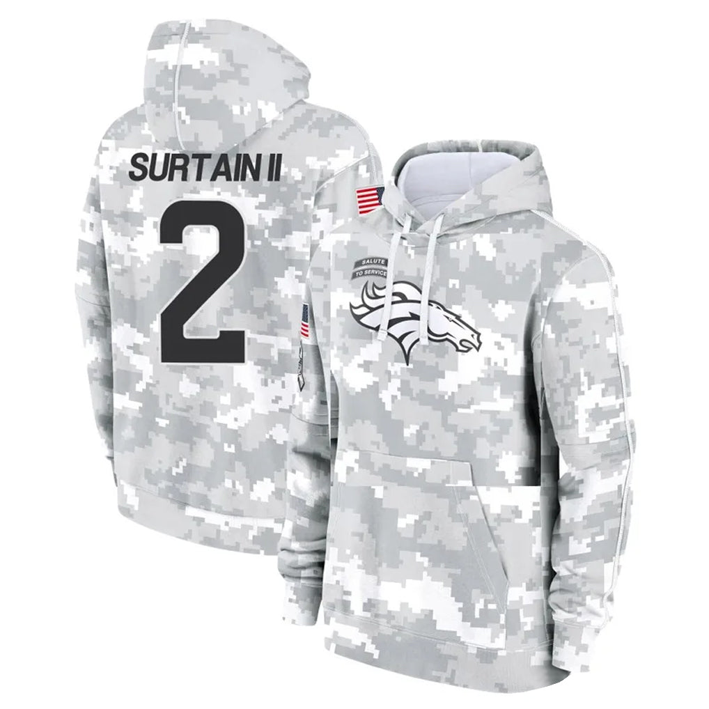 Davalo D.Broncos #2 Pat Surtain II Player Arctic Camo Salute to Service Hoodies Limited Game Stitched Jerseys