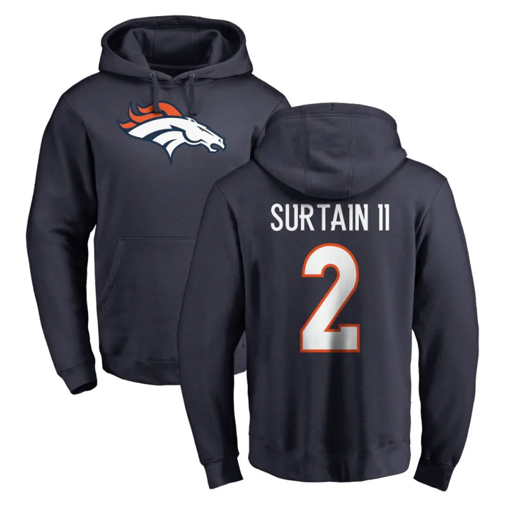 Davalo D.Broncos #2 Pat Surtain II Player Navy Pullover Hoodie Limited Stitched Jerseys