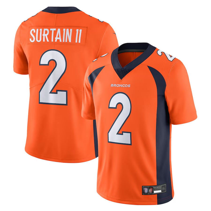 Davalo D.Broncos #2 Patrick Surtain II Player Orange Vapor Untouchable Limited Stitched Jerseys