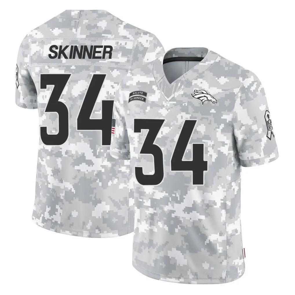 Davalo D.Broncos #34 JL Skinner Player Arctic Camo Salute To Service Limited Stitched Jerseys