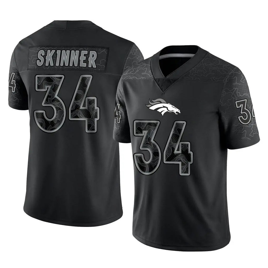 Davalo D.Broncos #34 JL Skinner Player Black Reflective Limited Stitched Jerseys