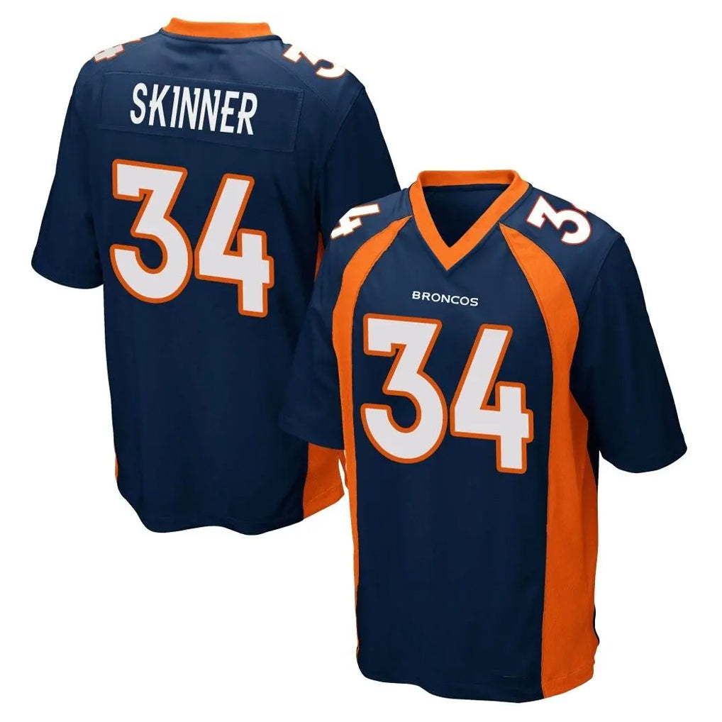 Davalo D.Broncos #34 JL Skinner Player Navy Game Stitched Jerseys