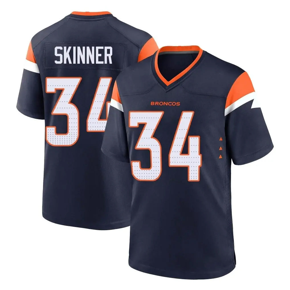 Davalo D.Broncos #34 JL Skinner Player Navy Home Game Stitched Jerseys