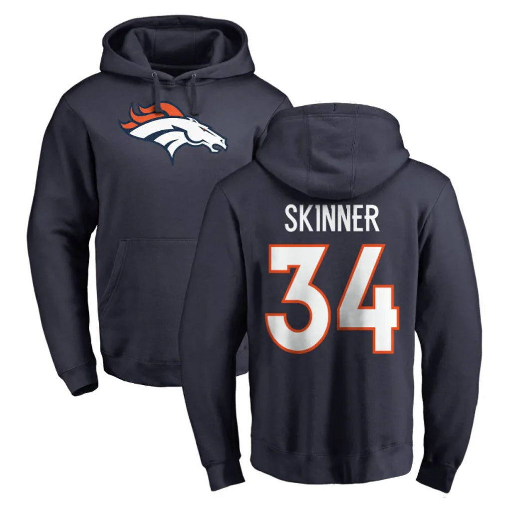 Davalo D.Broncos #34 JL Skinner Player Navy Pullover Hoodie Limited Stitched Jerseys