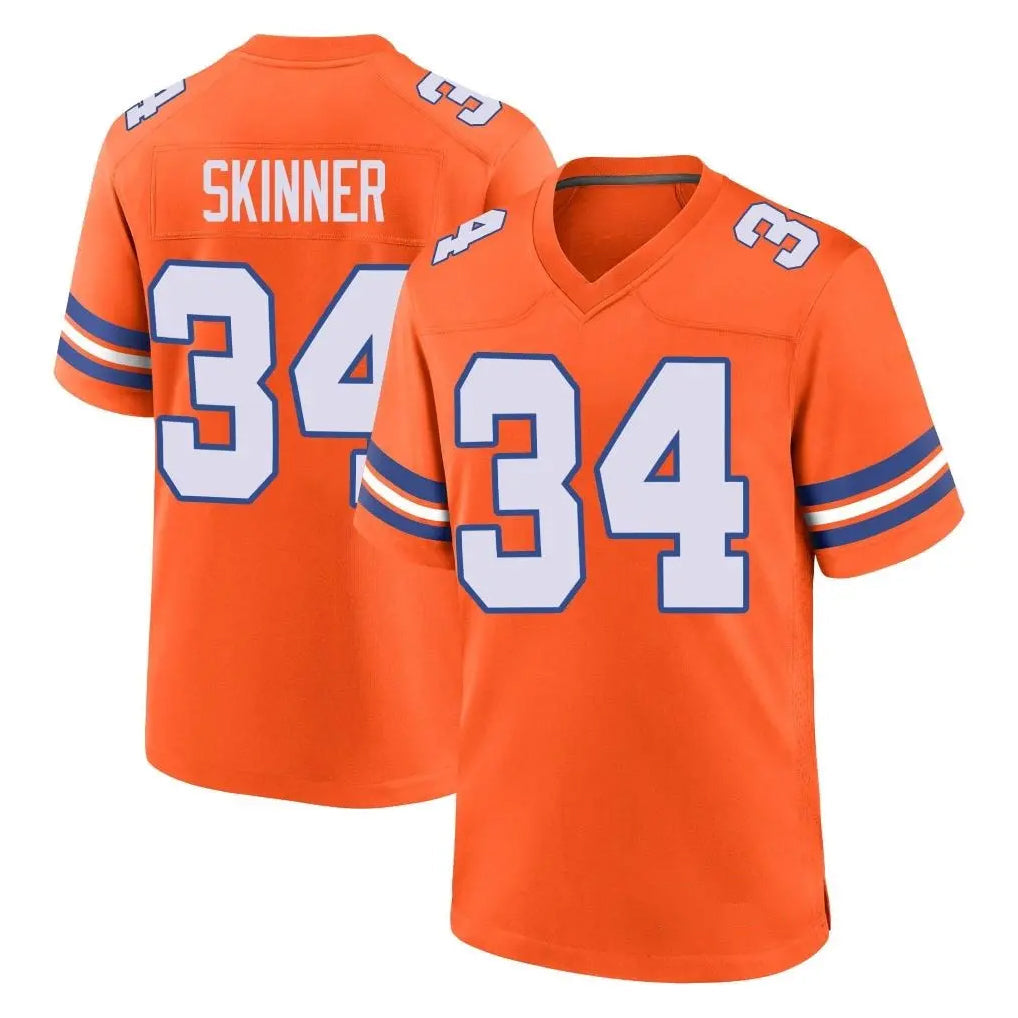 Davalo D.Broncos #34 JL Skinner Player Orange Alternate Collection Throwback Game Stitched Jerseys