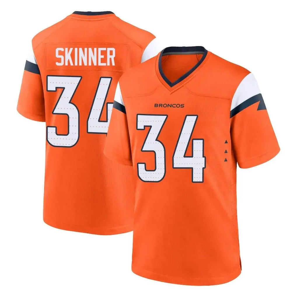 Davalo D.Broncos #34 JL Skinner Player Orange Home Game Stitched Jerseys
