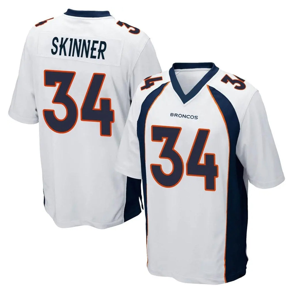 Davalo D.Broncos #34 JL Skinner Player White Game Stitched Jerseys