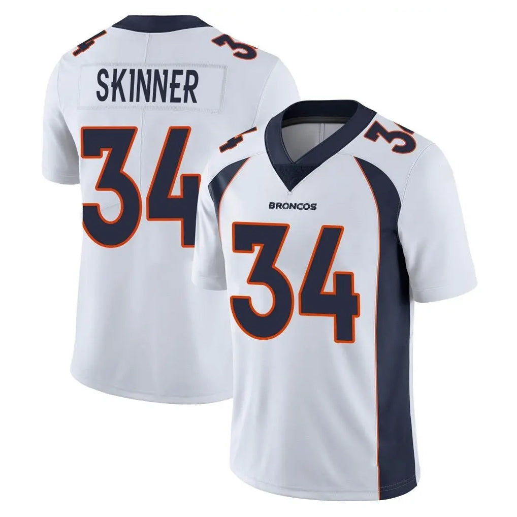 Davalo D.Broncos #34 JL Skinner Player White Vapor Untouchable Limited Home Game Stitched Jerseys
