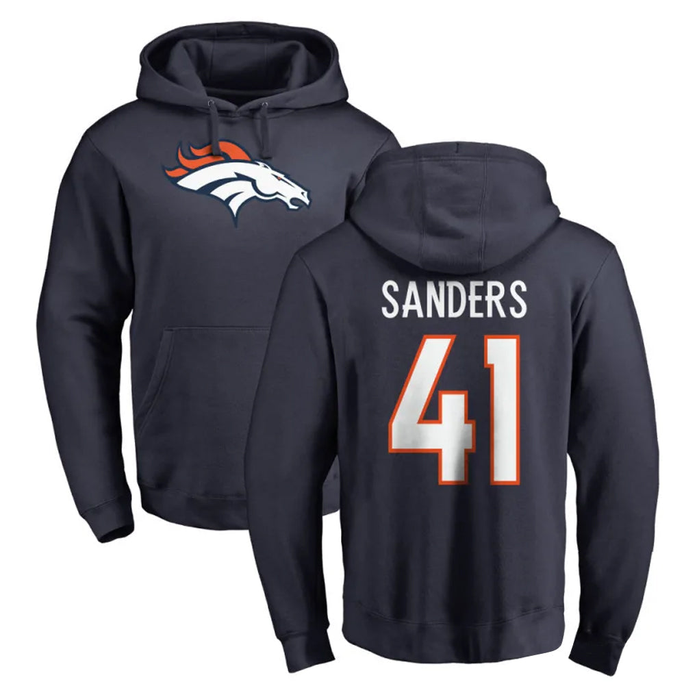 Davalo D.Broncos #41 Drew Sanders Player Navy Pullover Hoodie Limited Stitched Jerseys