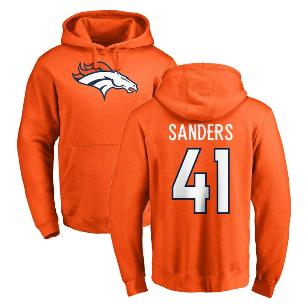 Davalo D.Broncos #41 Drew Sanders Player Orange Pullover Hoodie Limited Stitched Jerseys
