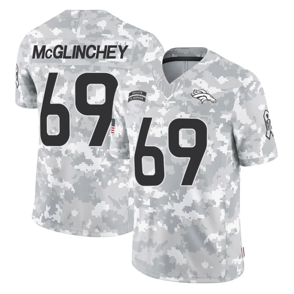 Davalo D.Broncos #69 Mike McGlinchey Player Arctic Camo Salute To Service Limited Stitched Jerseys