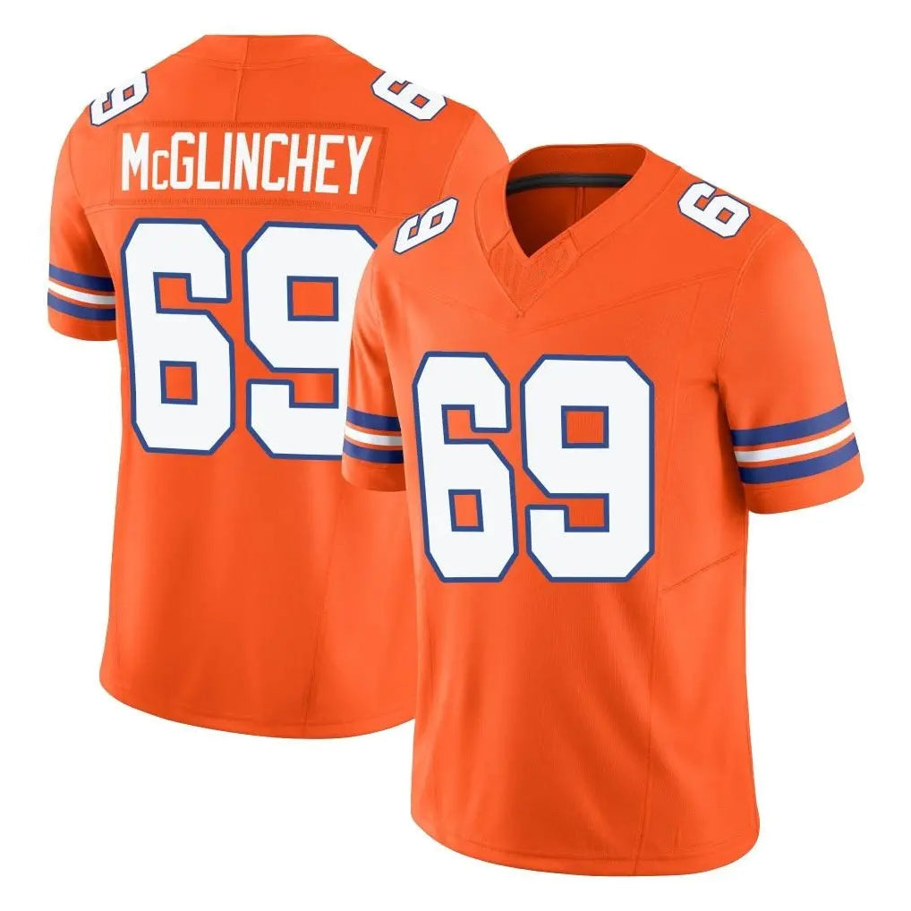 Davalo D.Broncos #69 Mike McGlinchey Player Orange Limited Alternate Vapor F.U.S.E. Throwback Game Stitched Jerseys