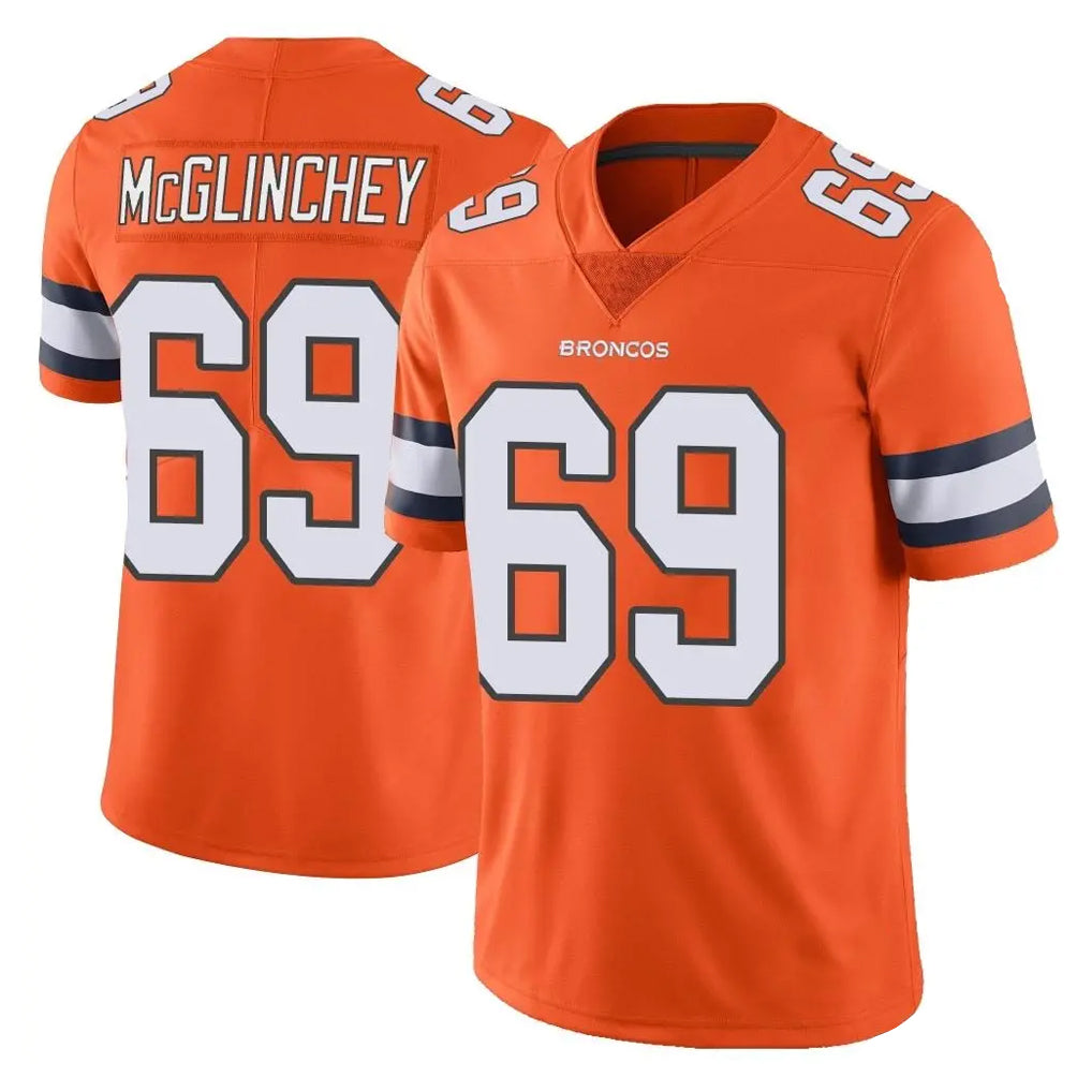 Davalo D.Broncos #69 Mike McGlinchey Player Orange Vapor Untouchable Limited Home Game Stitched Jerseys
