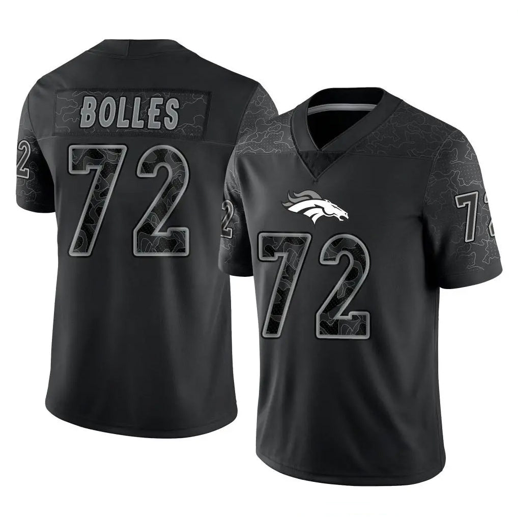 Davalo D.Broncos #72 Garett Bolles Player Black Reflective Limited Stitched Jerseys
