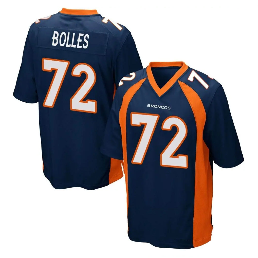 Davalo D.Broncos #72 Garett Bolles Player Navy Game Stitched Jerseys
