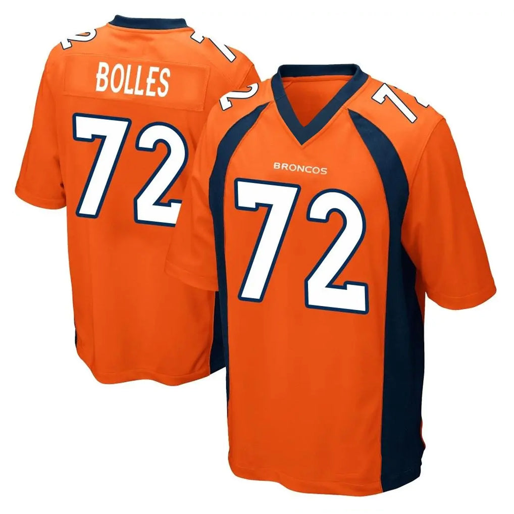 Davalo D.Broncos #72 Garett Bolles Player Orange Color Home Game Stitched Jerseys