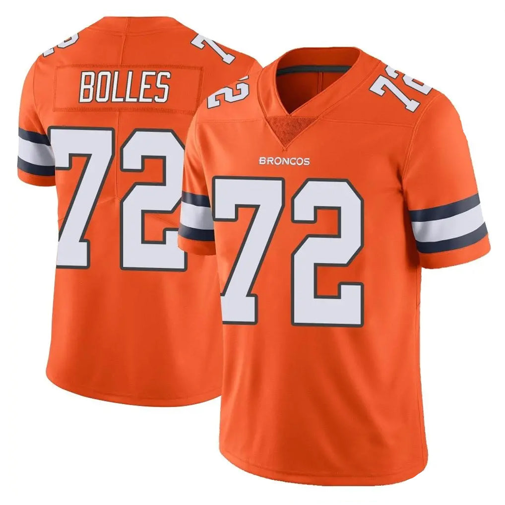 Davalo D.Broncos #72 Garett Bolles Player Orange Vapor Untouchable Limited Home Game Stitched Jerseys