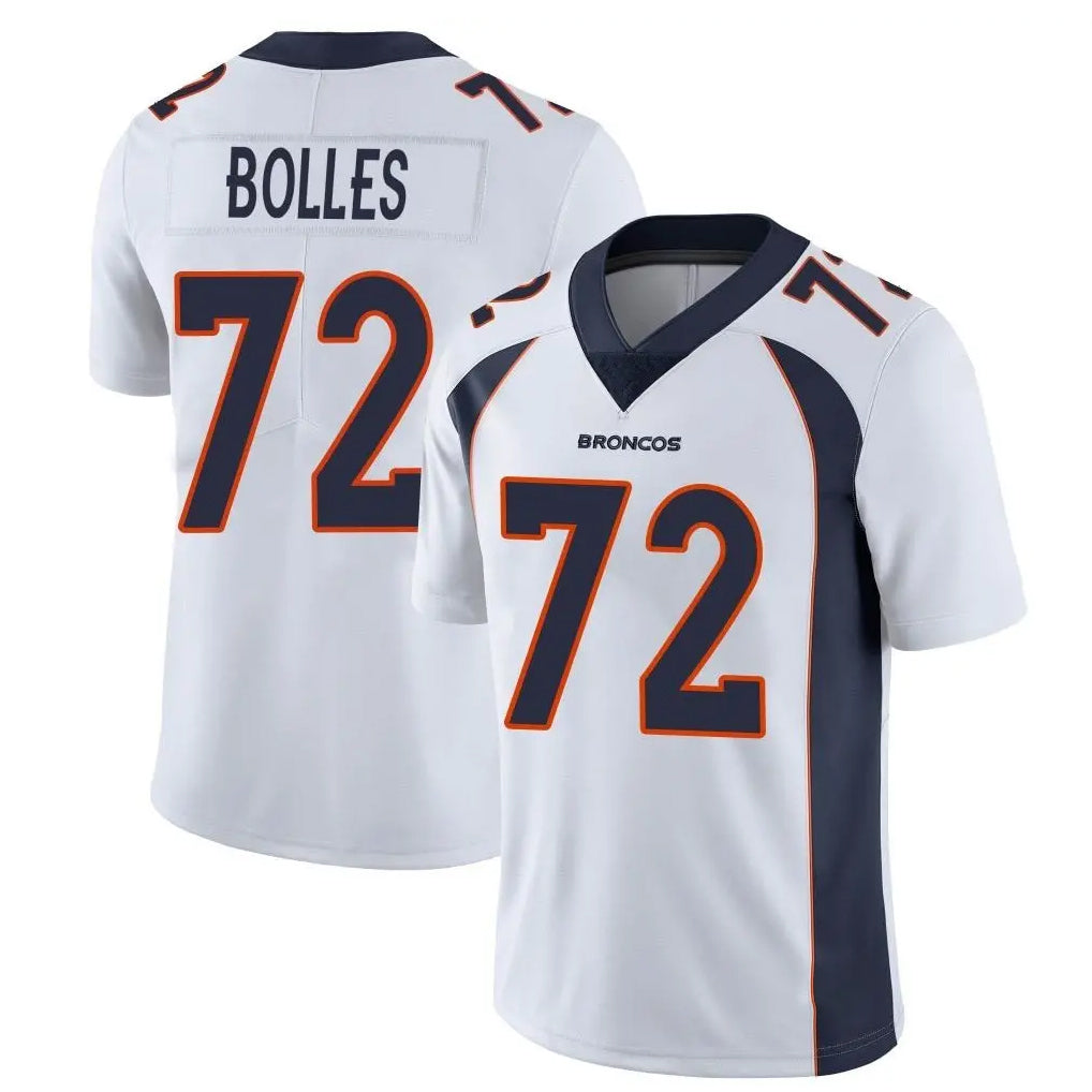 Davalo D.Broncos #72 Garett Bolles Player White Vapor Untouchable Limited Home Game Stitched Jerseys