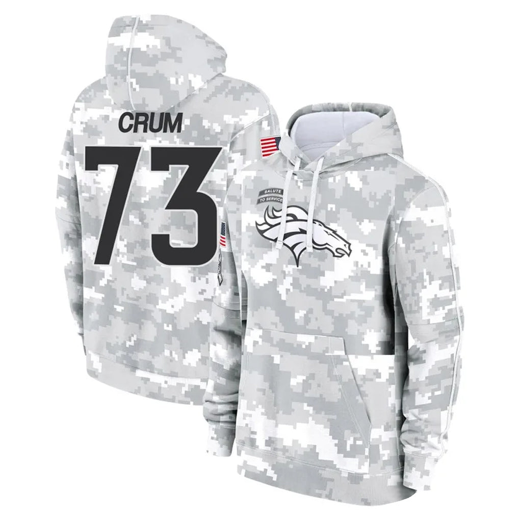 Davalo D.Broncos #73 Frank Crum Player Arctic Camo Salute to Service Hoodies Limited Game Stitched Jerseys