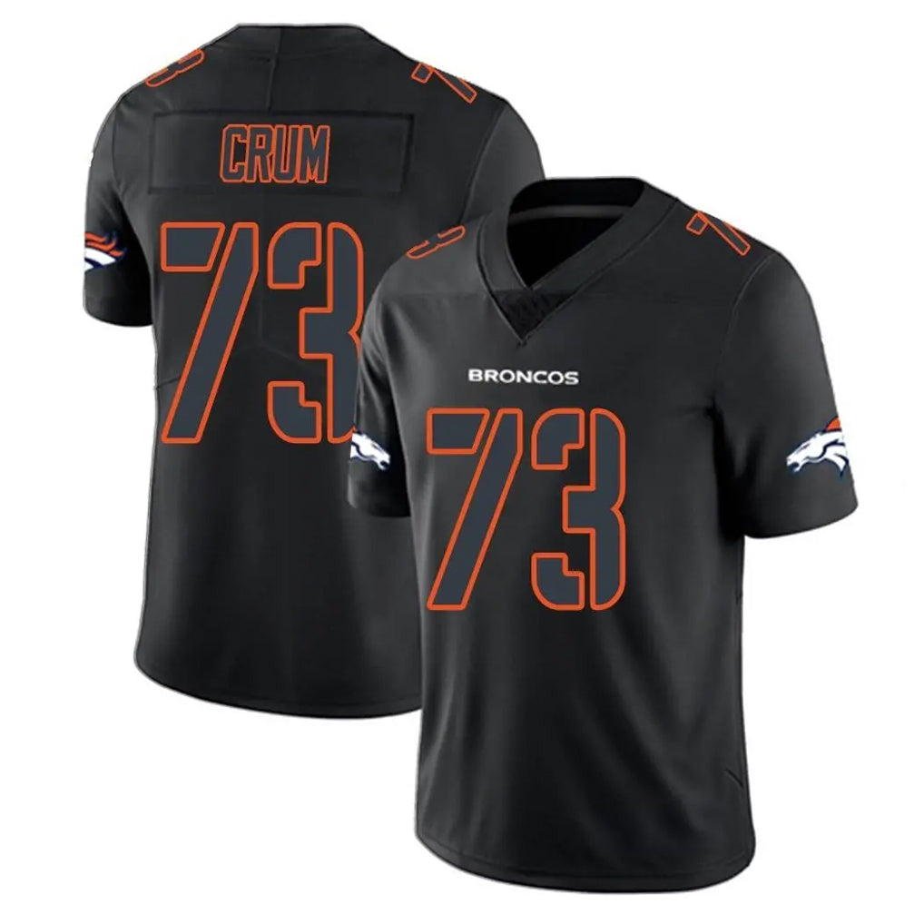Davalo D.Broncos #73 Frank Crum Player Black Impact Limited Game Stitched Jerseys