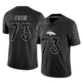 Davalo D.Broncos #73 Frank Crum Player Black Reflective Limited Stitched Jerseys