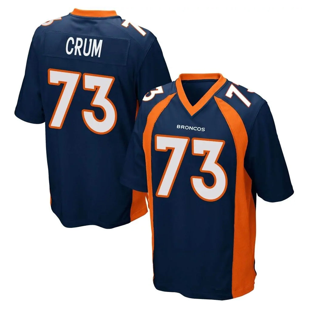 Davalo D.Broncos #73 Frank Crum Player Navy Game Stitched Jerseys