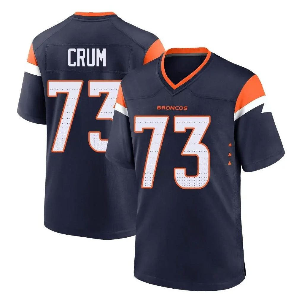 Davalo D.Broncos #73 Frank Crum Player Navy Home Game Stitched Jerseys