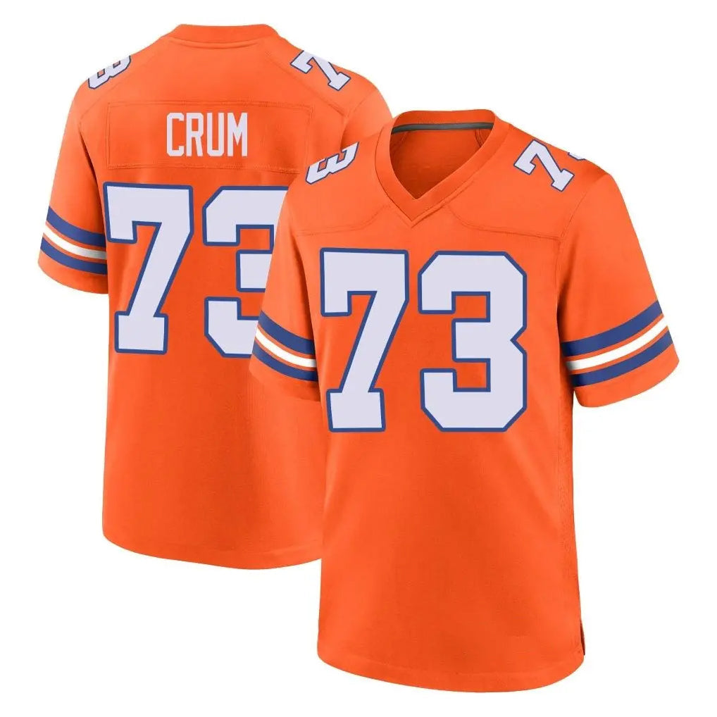 Davalo D.Broncos #73 Frank Crum Player Orange Alternate Collection Throwback Game Stitched Jerseys