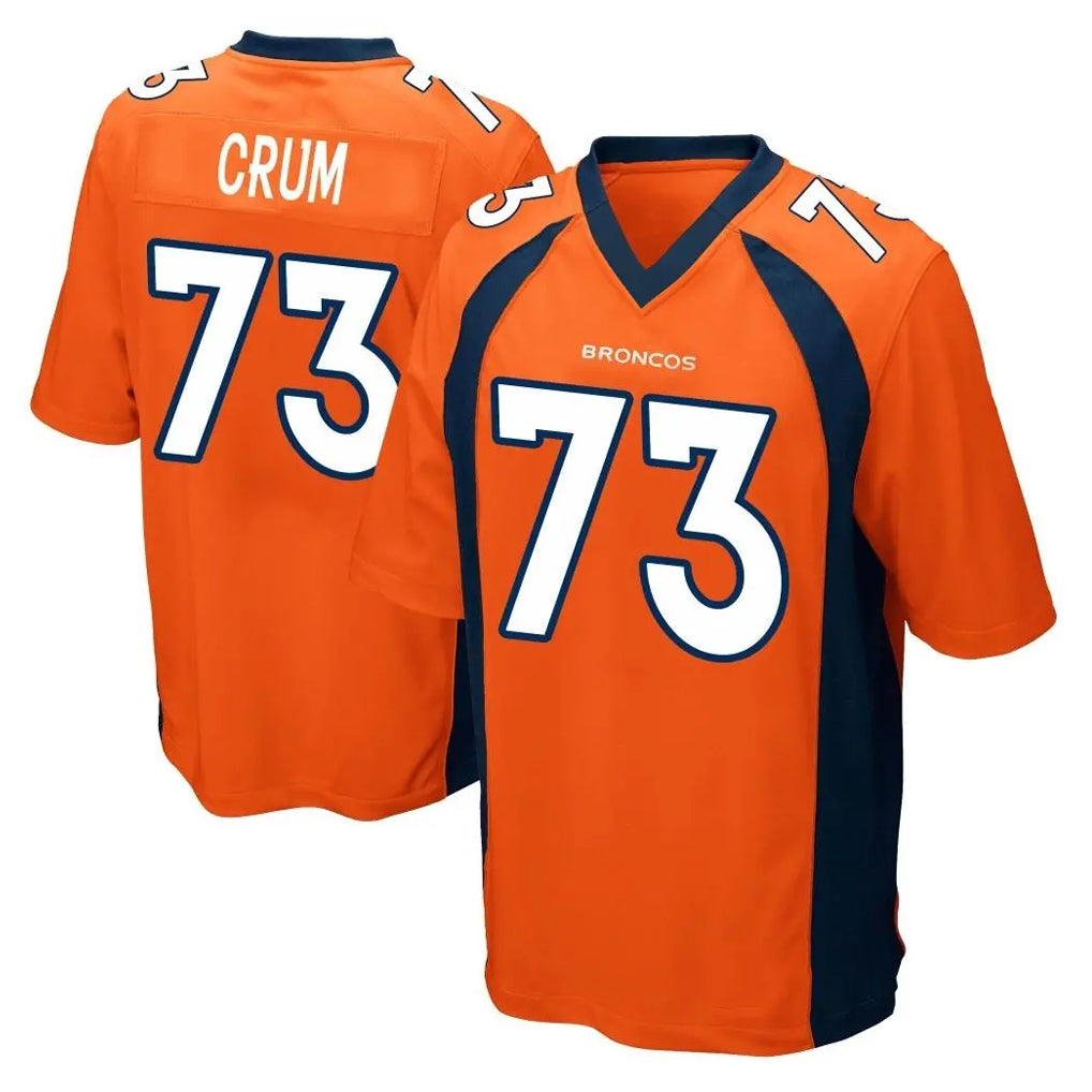 Davalo D.Broncos #73 Frank Crum Player Orange Color Home Game Stitched Jerseys