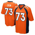 Davalo D.Broncos #73 Frank Crum Player Orange Color Home Game Stitched Jerseys