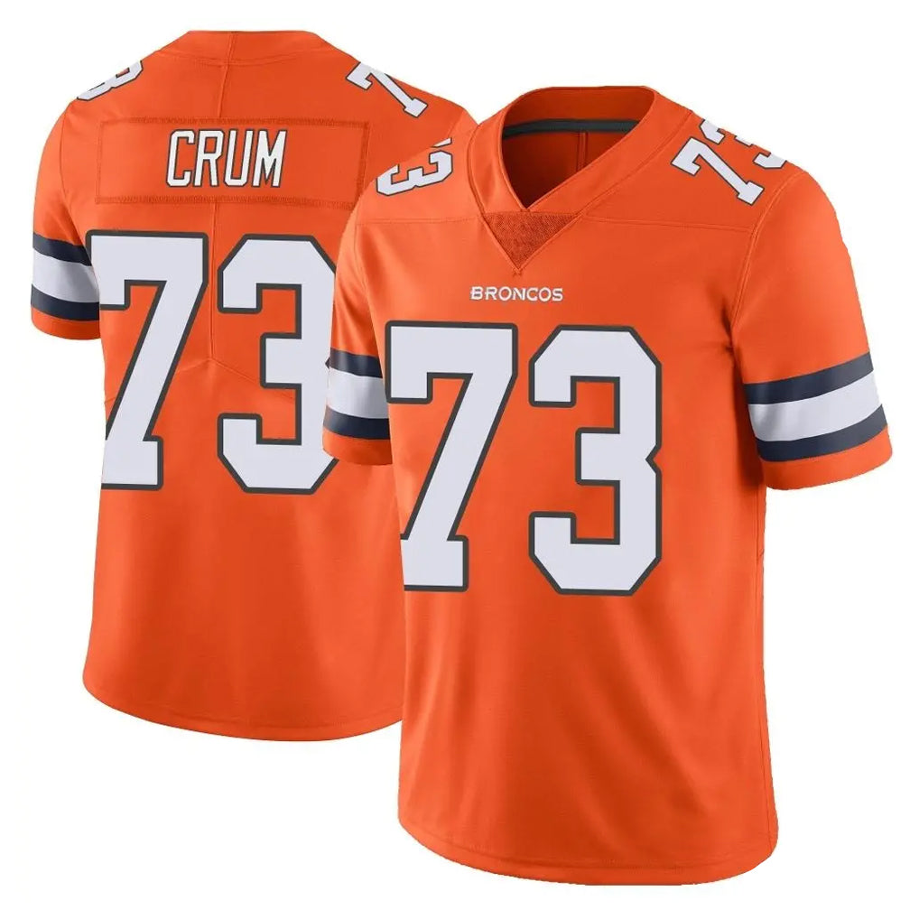 Davalo D.Broncos #73 Frank Crum Player Orange Vapor Untouchable Limited Home Game Stitched Jerseys