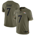 Davalo D.Broncos #7 John Elway Player Limited Salute To Service Olive Stitched Jerseys