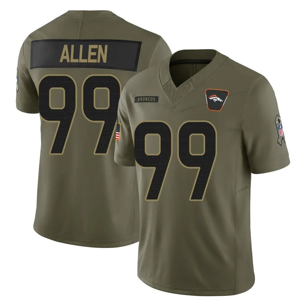 Davalo D.Broncos #99 Zach Allen Player Olive 2025 Salute To Service Limited Home Game Stitched Jerseys