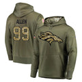 Davalo D.Broncos #99 Zach Allen Player Olive Salute to Service Pullover Hoodies Home Game Stitched Jerseys
