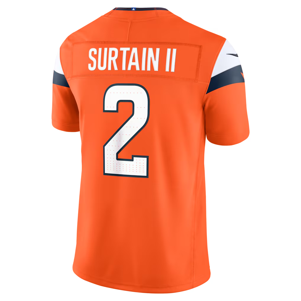 Davalo D.Broncos #2 Patrick Surtain II Orange Team Vapor F.U.S.E. Stitched Limited Jerseys
