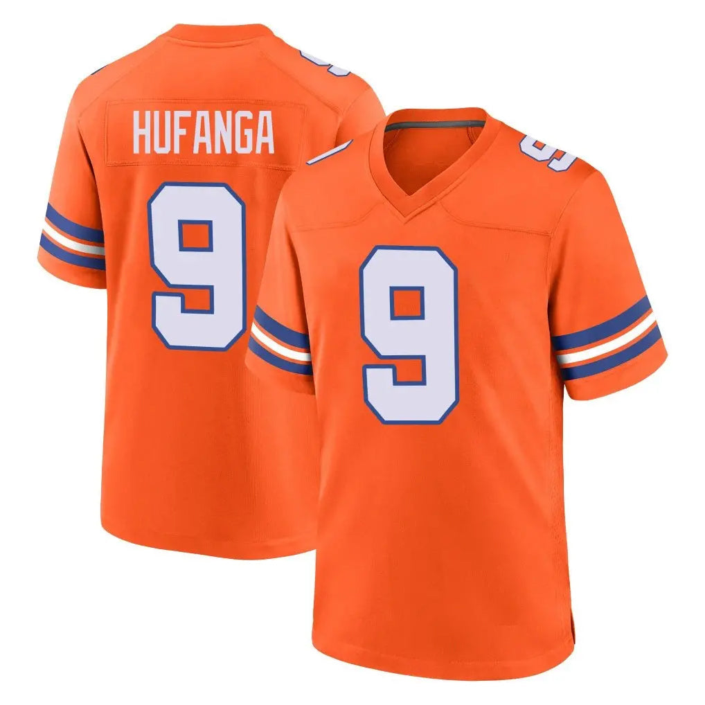 Davalo D.Broncos #9 Talanoa Hufanga Player Orange Alternate Collection Throwback Game Stitched Jerseys
