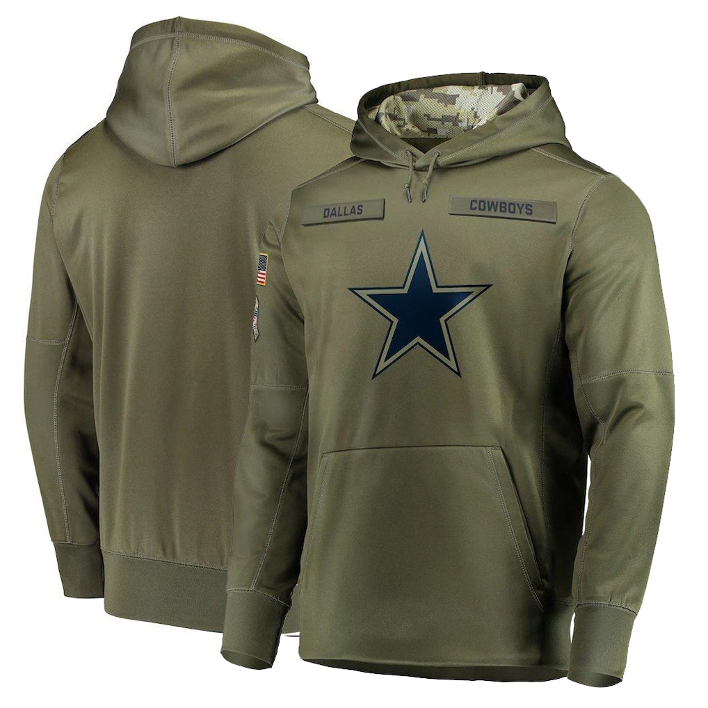 Davalo D.Cowboys Olive Salute to Service Pullover Hoodies Home Game Blank Player Stitched Jerseys