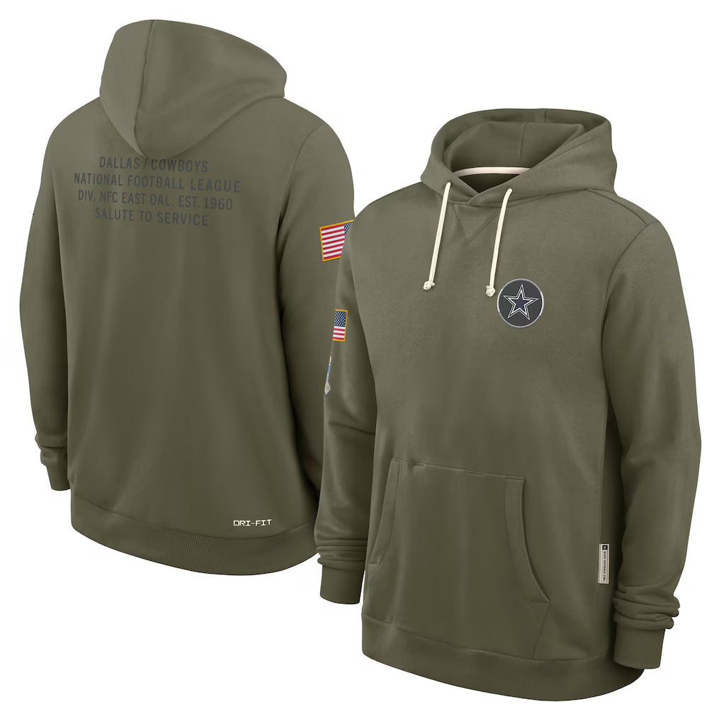 Davalo D.Cowboys Olive Salute to Service Pullover Hoodies Limited Blank Player Stitched Jerseys