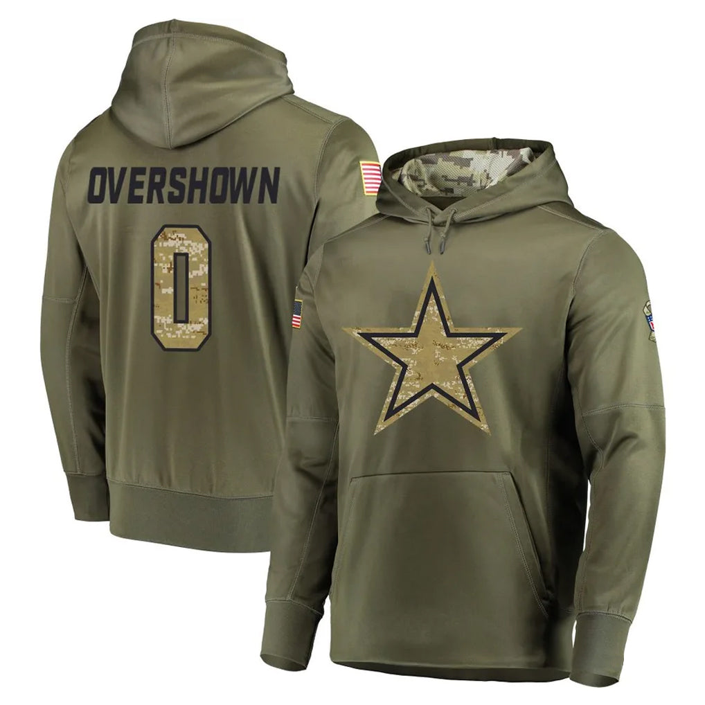 Davalo D.Cowboys #0 DeMarvion Overshown Player Olive Salute to Service Pullover Hoodies Home Game Stitched Jerseys