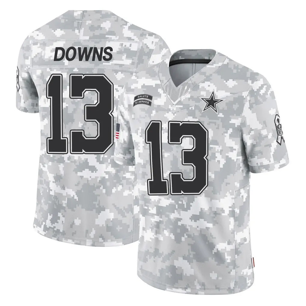Davalo D.Cowboys #13 Caleb Downs Player Arctic Camo Salute to Service Limited Home Game Stitched Jerseys