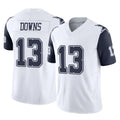 Davalo D.Cowboys #13 Caleb Downs Player White-Navy Limited Vapor F.U.S.E. Home Game Stitched Jerseys
