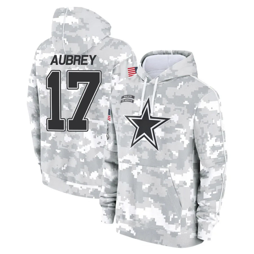 Davalo D.Cowboys #17 Brandon Aubrey Player Arctic Camo Salute to Service Hoodies Limited Game Stitched Jerseys