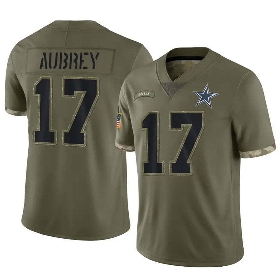 Davalo D.Cowboys #17 Brandon Aubrey Player Salute To Service Olive Stitched Jerseys