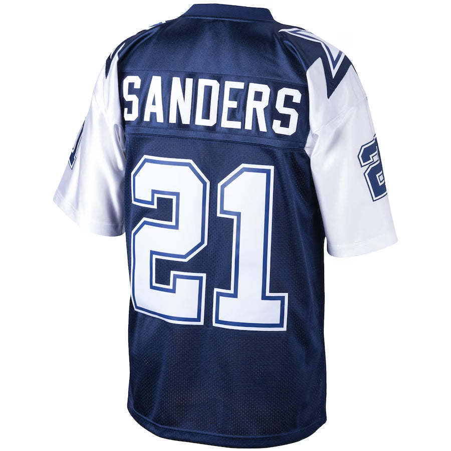 Davalo D.Cowboys #21 Deion Sanders Mitchell & Ness Navy Big & Tall 1995 Retired Player Replica Stitched Jerseys