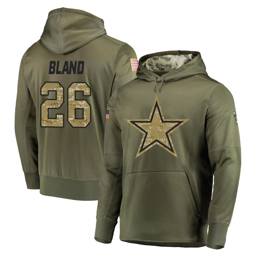 Davalo D.Cowboys #26 DaRon Bland Player Olive Salute to Service Pullover Hoodies Home Game Stitched Jerseys