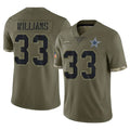 Davalo D.Cowboys #33 Javonte Williams Player Olive Salute to Service Limited Game Stitched Jerseys