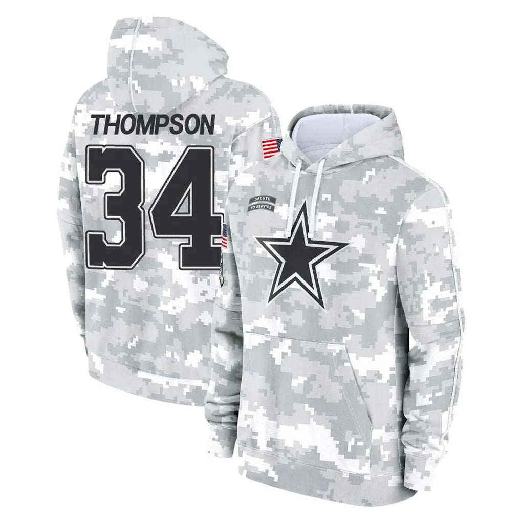 Davalo D.Cowboys #34 Jalen Thompson Player Arctic Camo Salute to Service Hoodies Limited Game Stitched Jerseys
