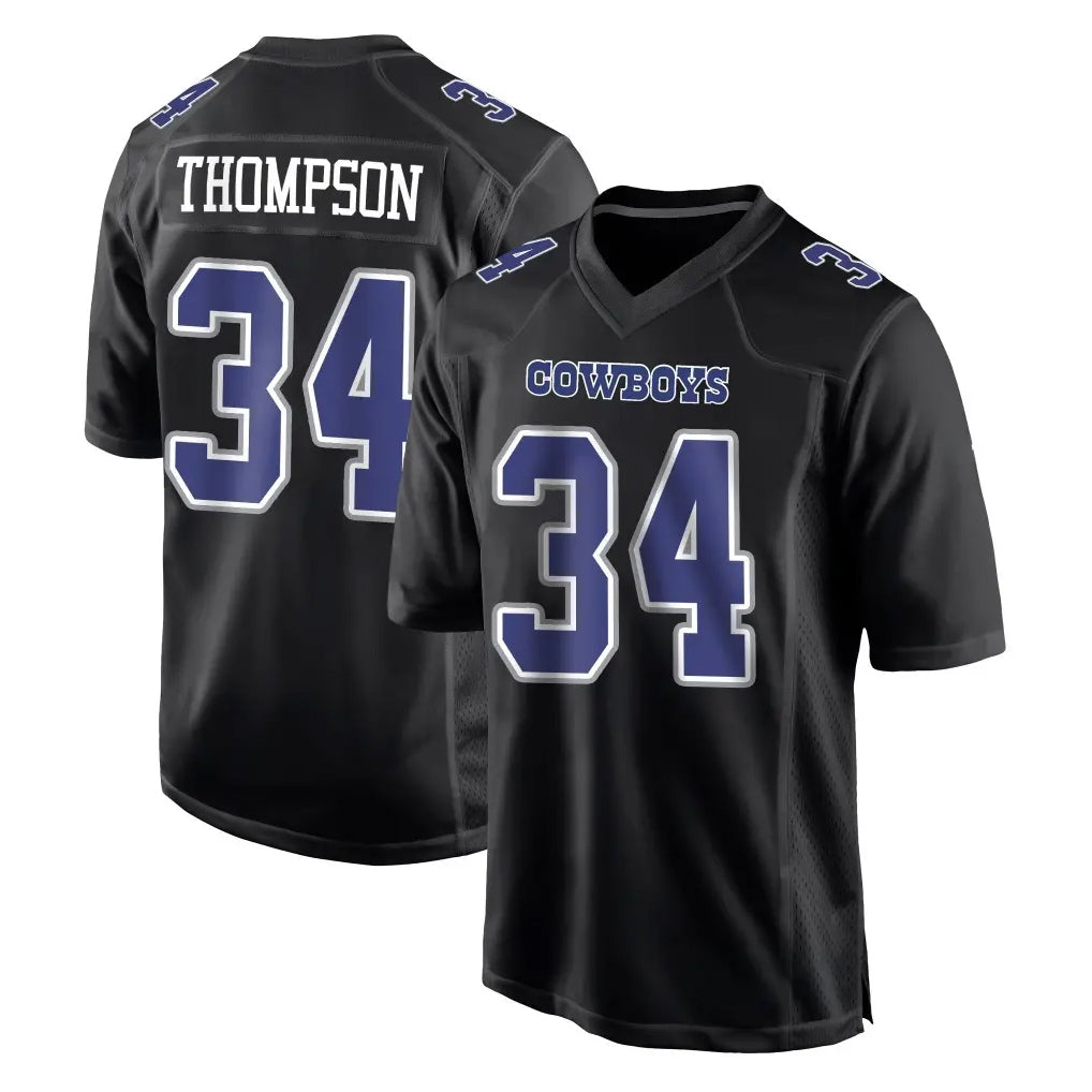 Davalo D.Cowboys #34 Jalen Thompson Player Carbon Black Fashion Home Game Stitched Jerseys