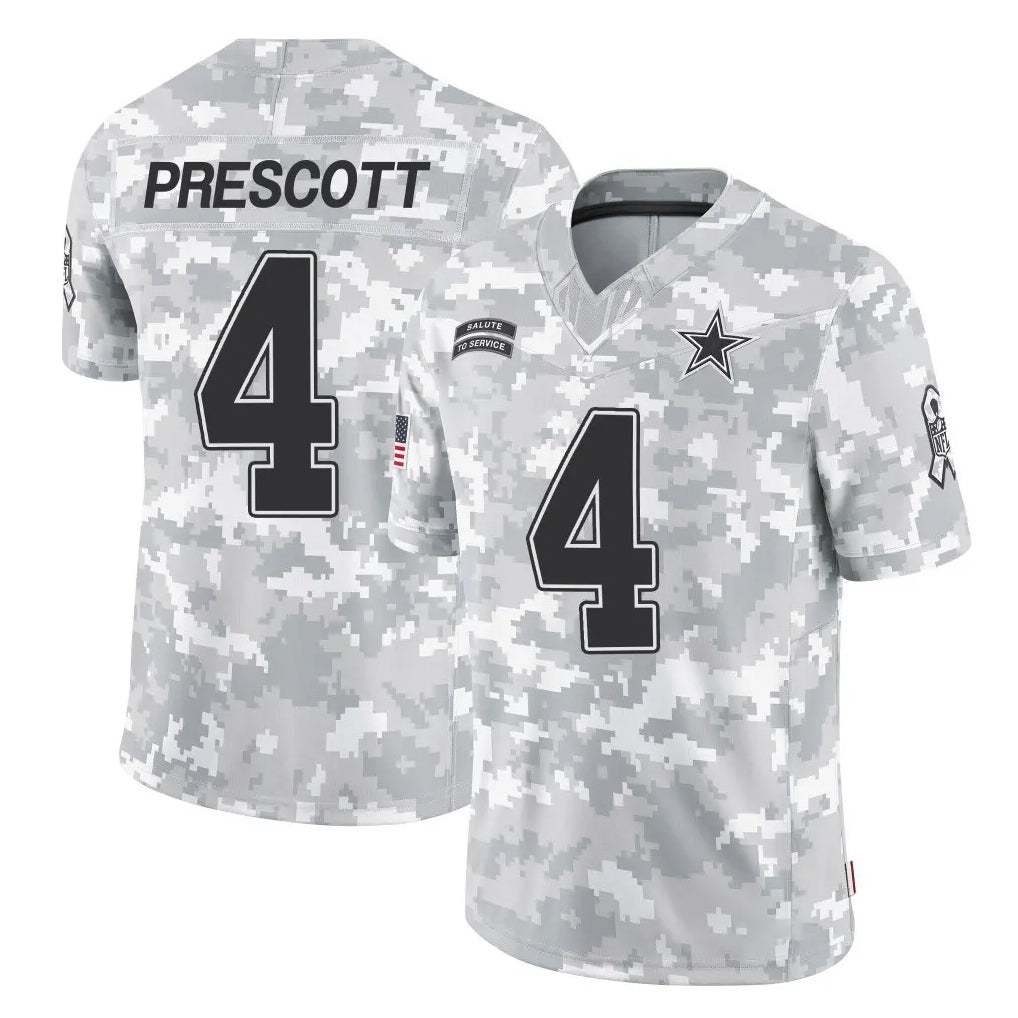 Davalo D.Cowboys #4 Dak Prescott Player Arctic Camo Salute to Service Limited Home Game Stitched Jerseys