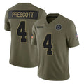 Davalo D.Cowboys #4 Dak Prescott Player Olive 2025 Salute to Service Limited Home Game Stitched Jerseys